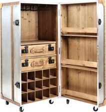 Bar Koffer Schrankkoffer im Vintage Look, Alu Design - Dekoartikel, Wohnzimmer, 