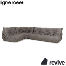 Ligne Roset Togo Ecksofa Sofa Garnitur Textilleder Vegan Dreisitzer Sessel Grau