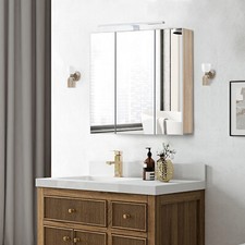 LED-Badezimmerschrank Spiegel Wandmontage 3 Türen Lagerung Schrank Glas Regal