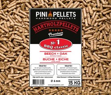 PINI Grillpellets №1 BBQClassic 15Kg Hartholzpellets zum Grillen Räuchern Smoken