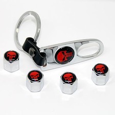 Ventilkappen + Schlüsselanhänger PUNISHER Skull PKW Quad Bike Valve Caps Black