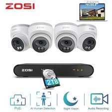 ZOSI 4MP PoE Überwachungskamera Set Außen 8CH NVR 2TB Festplatte Ton Nachtsicht