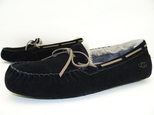 UGG Olsen Hausschuhe Mokassin Slipper Lammfell Herren Leder Gr.46 Schwarz