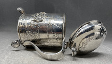 Vintage Becher Silberkrug Tankard Dänischer Bierkrug Deckelkrug