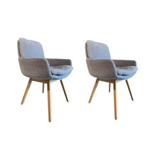 Hülsta 2er-Set Stuhl S 700 Stoff 4402 Grau Füße Eiche