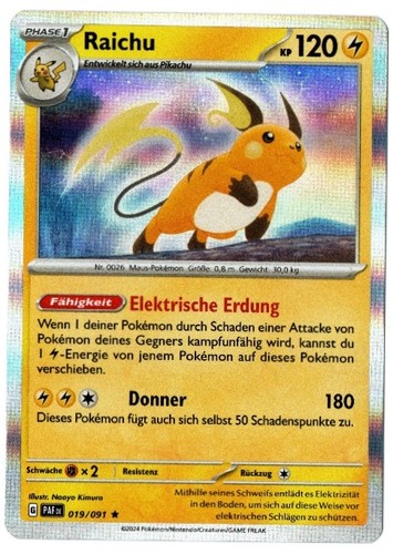 Pokémon raichu holo 019 - pokémon,