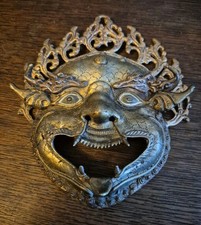 Traumhafte ALTE Mahakala Maske Bronze aus Nepal 24 cm Durchmesser 800 Gr.