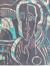 Original Holzschnitt Abstrakte