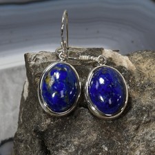 Lapislazuli Ohrring, 925er Silber, Edelstein Ohrringe (30069), Edelsteinschmuck