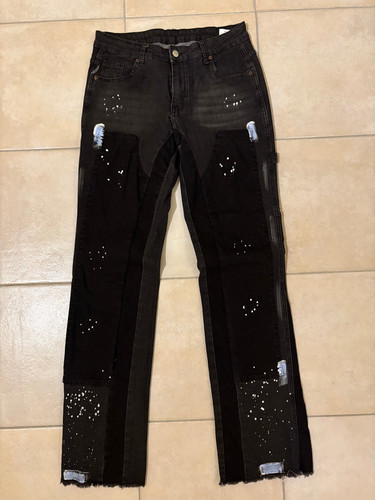 Jeanshose schwarz gesprenkelt