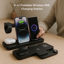 Faltbares 6 in 1 Kabelloses Magnetisches Schnell Ladegerät 15W iPhone Watch AirPods Dock