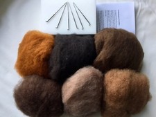 Filzwolle Set Merinowolle Brauntöne Filznadeln Stechmatte Startset Filzen