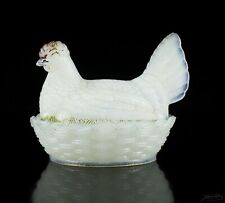 Sammlerobjekt opak-weißes Pressglas Henne Zucker - Butterhuhn Schmid-Verreries