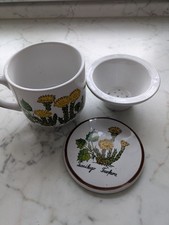 Teetasse Teebecher mit Sieb und Deckel, 250ml, Motiv Löwenzahn, unbenutzt 