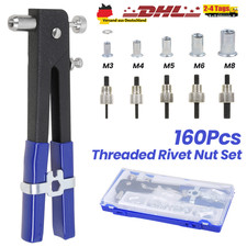 160x Nietmutternzange Set Blindniet Gewinde Mutter Niet Einsatz Nietzange M3-M8