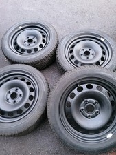 VW Golf 5/6 4x Winterreifen 205-55-R-16 91H M+S Dunlop mit Stahlfelgen 