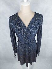 Kleid Black Story Gr. S 36 blau gelb gepunktet stretch Blusenkleid Party dress