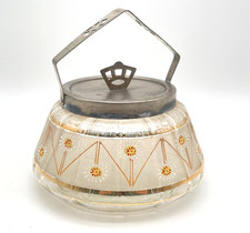 Antike Glas Deckeldose mit Metall Montierung Konfektschale Konfektdose Schale