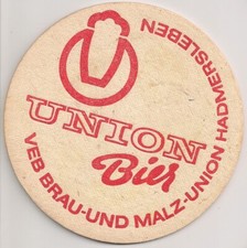 VEB Brau- und Malz-Union Hadmersleben - alter Bierdeckel / Bierfilz aus der DDR