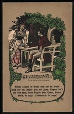 Lied-AK Die Lindenwirtin mit einem jungen Mann in einem Wirtshaus 