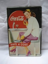 Coca-Cola Metall Schild, Frau an der Bar