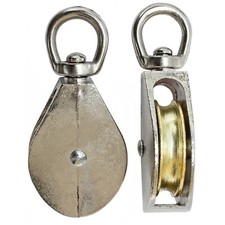 Seilrolle  2" Blockseilrolle mit Wirbel Metallrolle Blockrolle Vernickelt