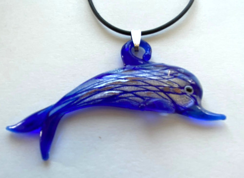 Delfin glasanhänger blau - xl,