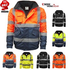 Hi Vis Viz Bomberjacke Warnschutz Wasserdicht Mantel Sicherheit Arbeit Security