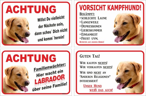 Schild vorsicht labrador - vorsicht,