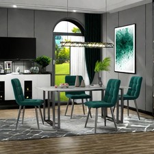 4 Stühlen Esszimmergruppe Essgruppe Küchentisch Tisch und Stuhl  Set Grün.