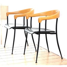 2 Stühle REX KRALJ Rex Leder Mit-Century 50er 60er Finnland Vitra Thonet