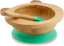 Baby Babyschale aus Bambus - Bambusschale Kinder Breischale Schüssel m. Saugnapf