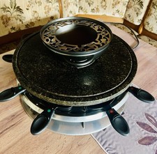 3 In Eins Raclette Heißer Stein +Fondue Tischgrill Für Bis zu 8 Personen