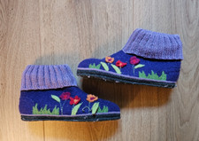 Hans Natur Kinder Hausschuhe, ca Gr. 20, Blumen, lila, gut erhalten