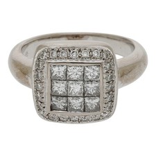 Ring Princess Cut Diamanten+ Brillanten ca. 1,0 Carat 750 Gold Gr 51 R02.8396