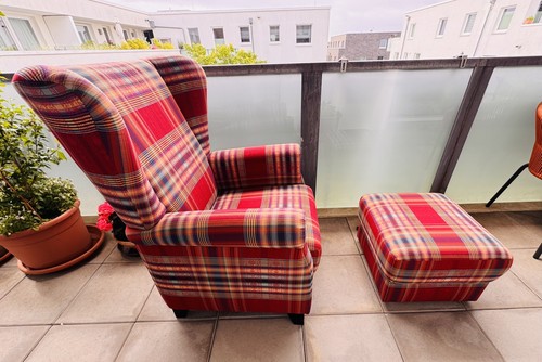 Ohrensessel mit hocker set - hocker,