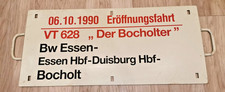 Zuglaufschild Metall 06.10.1990 Eröffnungsfahrt VT 628 Essen Duisburg Bocholt DB