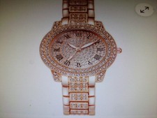 Roségold Damen Analog Uhr mit Diamant Detail und verstellbarem Band