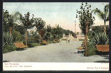 Ansichtskarte San Fernando, Parkanlage mit Sitzbänken und Palmen 