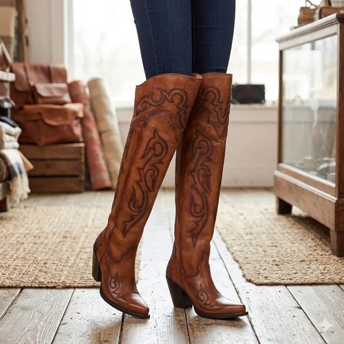 Overknee westernstiefel leder - overknee,