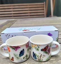 2 x Espressotassen Blumen 95ml Tasse Mokkatassen Schmetterlinge Mokkatasse Set