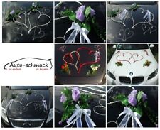 TOP HERZEN Auto Schmuck Braut Paar Rose Deko Dekoration Ratan Schleifen Hochzeit