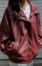 Leder Bomber Jacke, Damen, Größe: S, 34 36 Bordeaux Viral