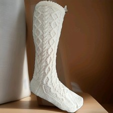 Trachtenstrümpfe Größe 41 42  Weiß/Ecru Handgestrickt Kniebundstrümpfe