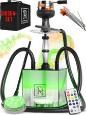 Shisha Set Komplett 2 Schläuche Acryl LED HMD klein  To Go Wasserpfeife gebrauch