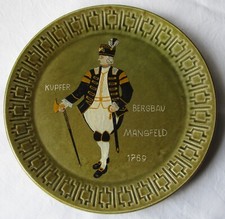 Porzellan Wandteller handbemalt Kupfer Bergbau Mansfeld 1769 (163278)