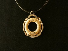 Rettungsring Anhänger mit Kette 24 Karat Vergoldet Life Ring Seefahrt Meer Ozean