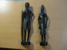 2x afrikanische Figuren Skulpturen Afrika Holz Dekoration Statuen 25cm Krieger