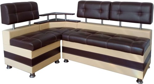 Eckbank braun beige kunstleder - braun,
