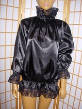 Wundervolle Satin-Bluse - Gr.42-56 SCHWARZ Vintage Diva Sissy Zofe